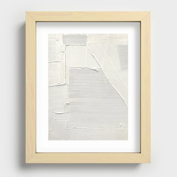 Relief [2]: an abstract, textured piece in white by Alyssa Hamilton Art Recessed Framed Print