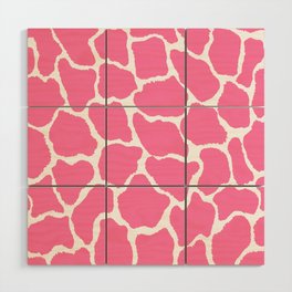 Trendy Abstract Girly Pink White Giraffe Animal Print Wood Wall Art
