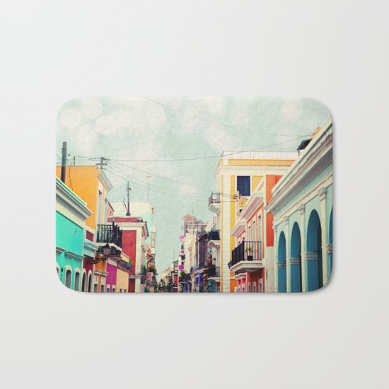 Colorful Buildings of Old San Juan, Puerto Rico Bath Mat