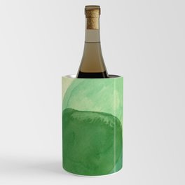 Abstract Organic Watercolor Shapes Painting in Green Wine Chiller