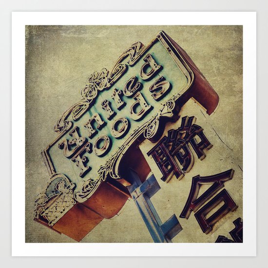 United Foods Neon Sign, Chinatown Art Print