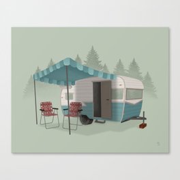 Vintage Camper in the Woods Canvas Print
