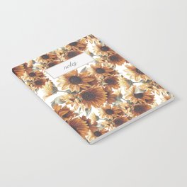 Happy Sunflower Pattern on White Background for Summer and Fall Notebook
