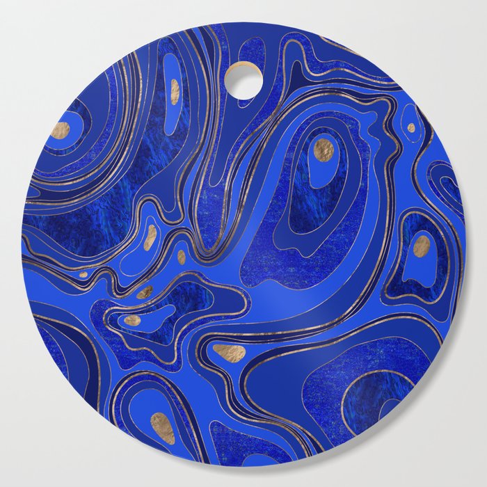 Marble Map - blue and gold Cutting Board