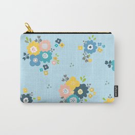 Romantic flowers in light blue background Carry-All Pouch | Colorfulflowers, Graphicdesign, Flower, Flowers, Pattern, Leaves, Cute, Floralpattern, Botanical, Modern 
