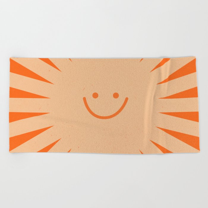 Retro Happy Sun 70s Boho Groovie Beach Towel