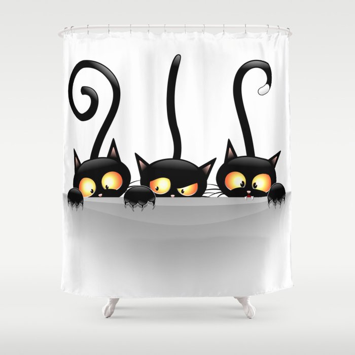 Three Naughty Playful Kitties Shower Curtain