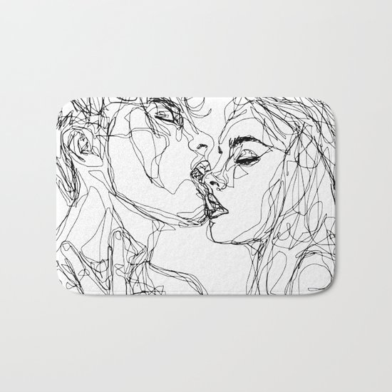 kiss more often (B & W) Bath Mat