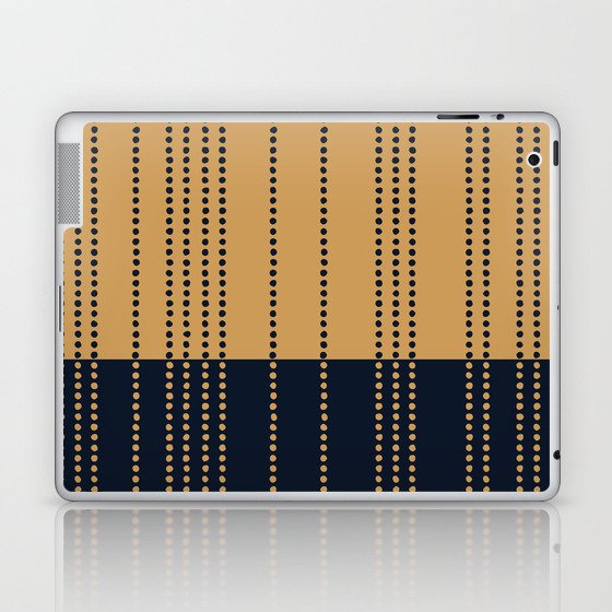 Spotted Stripes, Navy and Mustard Laptop & iPad Skin