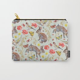 Bunny Meadow Pattern - Green Carry-All Pouch