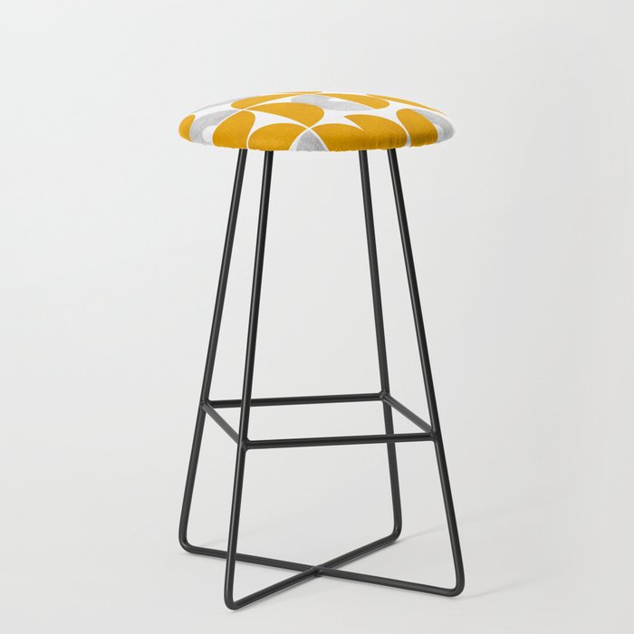 Aesthetic orange/yellow and grey modern mid-century shapes Bar Stool