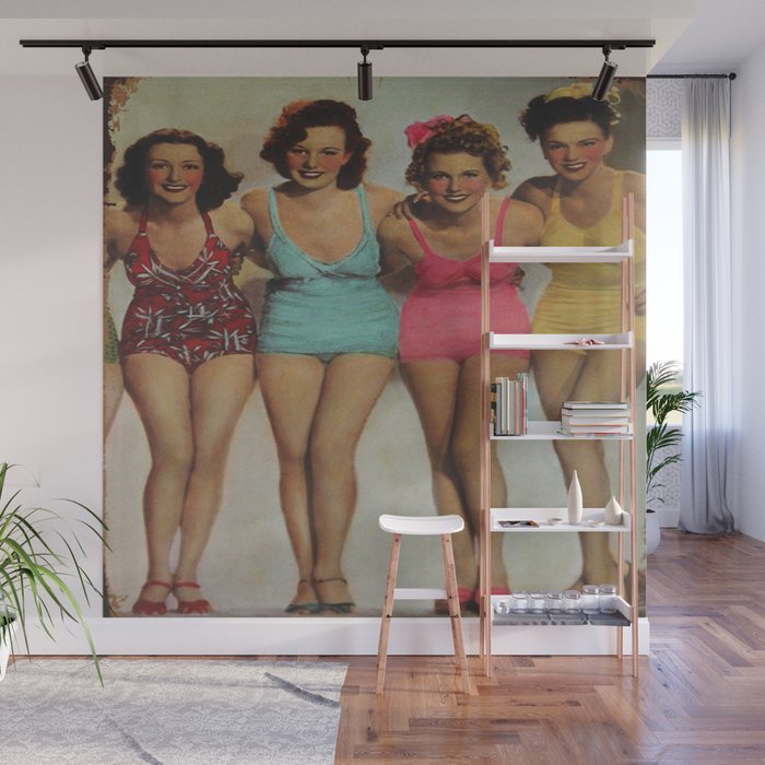 Retro girls just want to have fun Wall Mural