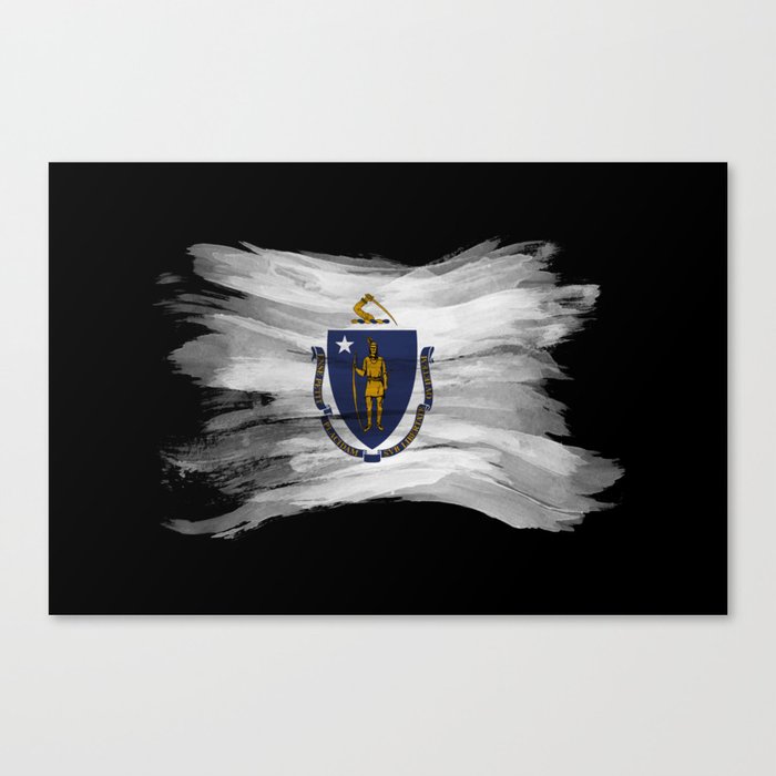 Massachusetts state flag brush stroke, Massachusetts flag background Canvas Print