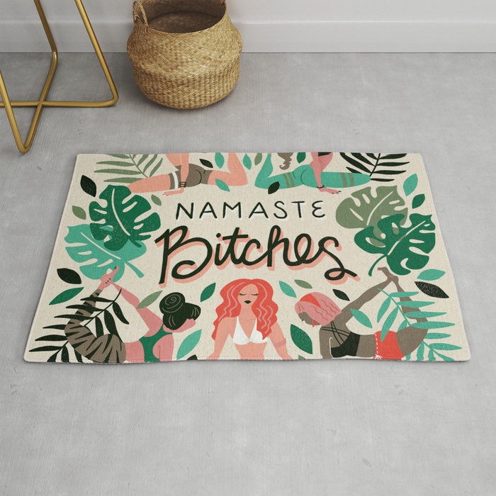 Namaste, Bitches – Green & Red Palette Rug