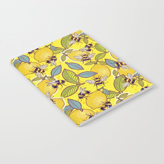 Yellow lemon and bee garden. Notebook