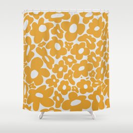 60s 70s Hippy Flowers Yellow Shower Curtain