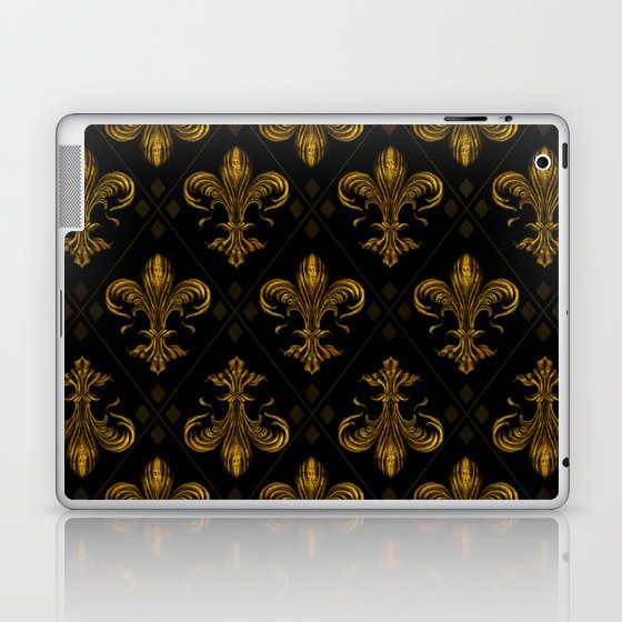 Fleur-de-lis pattern vintage gold Laptop & iPad Skin