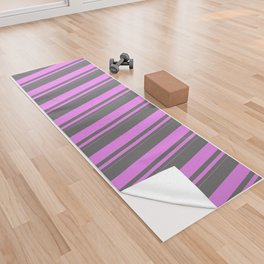 [ Thumbnail: Violet and Dim Grey Colored Pattern of Stripes Yoga Towel ]