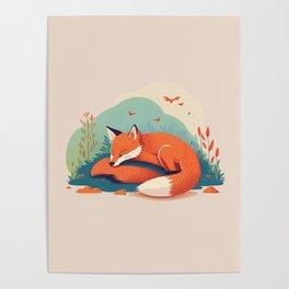 Cute Lazy Fox Poster