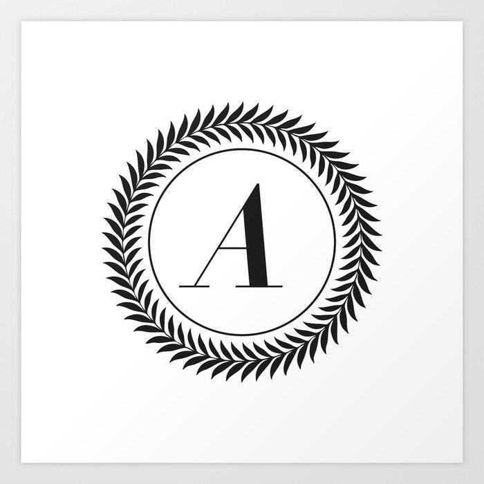 Letter A White Monogram Wreath Laurel Design Vector Illustrator Made Art Print By Gigicoloma Society6