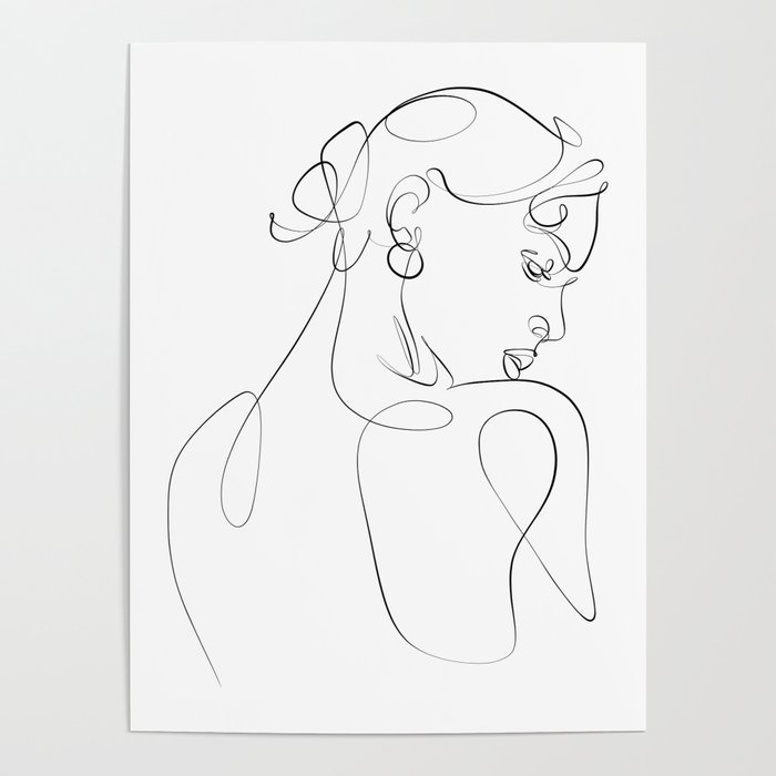 Male handsome face one line drawing Canvas Print by BondingSoul