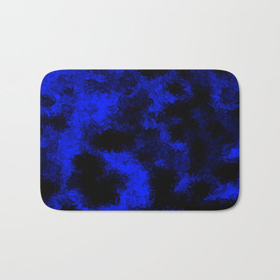 Blue neon and black modern decorative abstract design Bath Mat