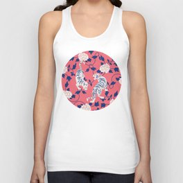 Tigers Coral Pink Blue Unisex Tank Top