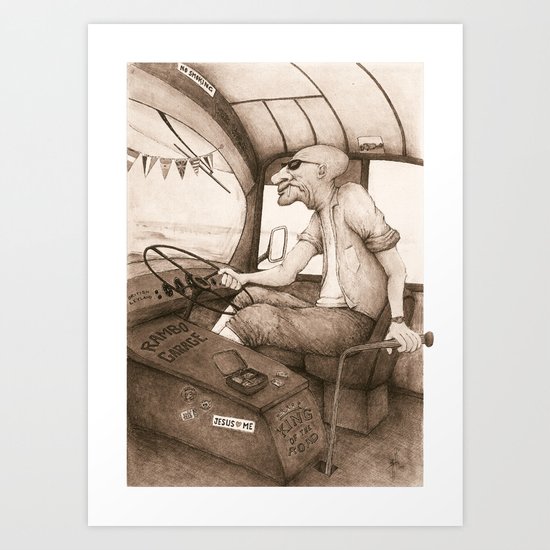 The King of the Road (Retro) Art Print