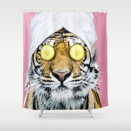 Tiger in a Towel Shower Curtain