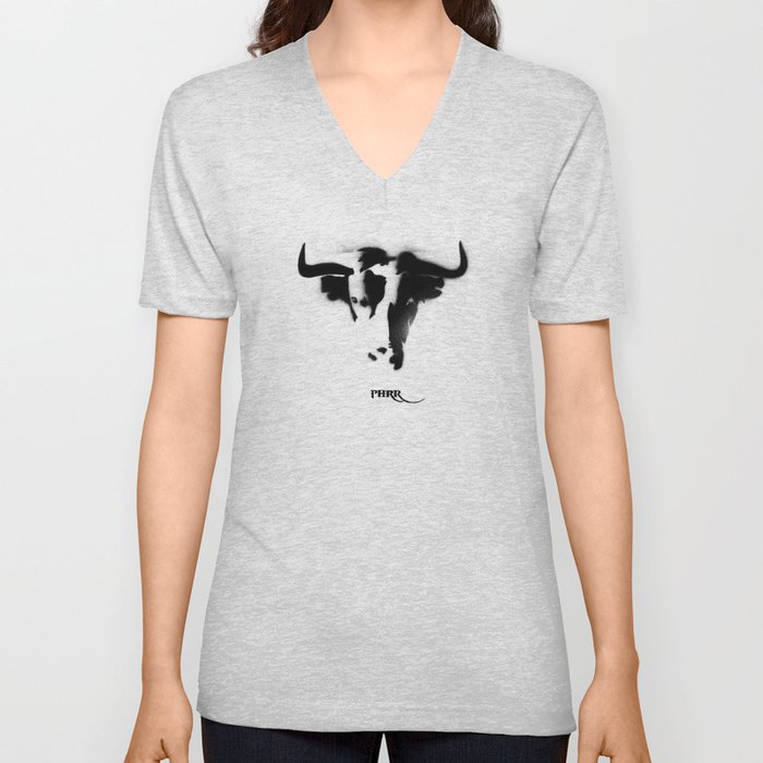 Stencill Bull V Neck T Shirt