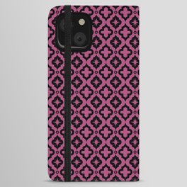 Magenta and Black Ornamental Arabic Pattern iPhone Wallet Case