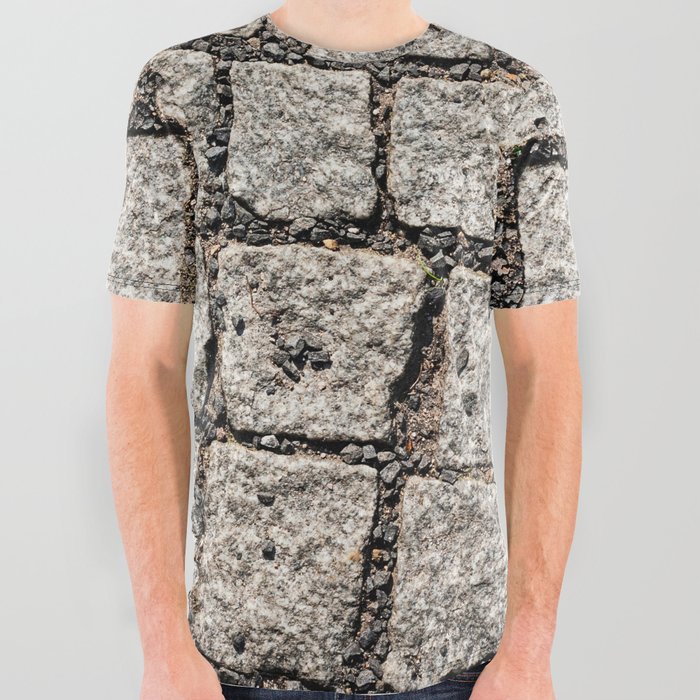 Old cobble stone pattern at the street All Over Graphic Tee