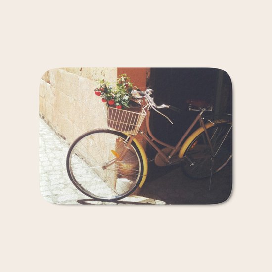 Yellow Bicycle Bath Mat