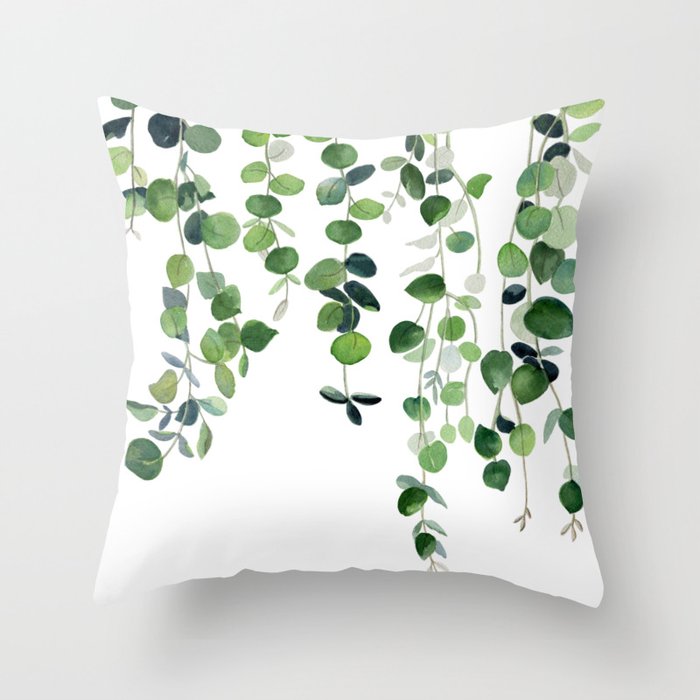 Eucalyptus Watercolor 2  Throw Pillow