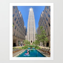 Rockefeller Plaza Pool Art Print