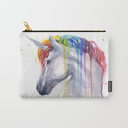 Rainbow Unicorn Watercolor Carry-All Pouch | Illustration, Animal, Painting, Unicornpainting, Graphic Design, Magical, Blue, Pink, Horse, Colorful 