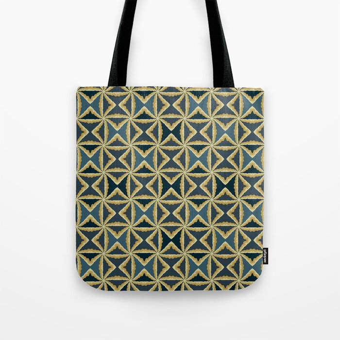 Retro triangular yellow and blue pattern Tote Bag