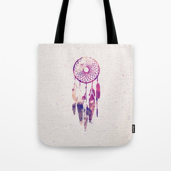 Girly Pink Purple Dream Catcher Watercolor Paint Tote Bag