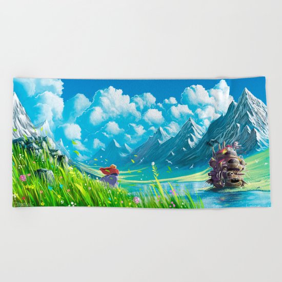 Howls Moving Castle Beach Towel