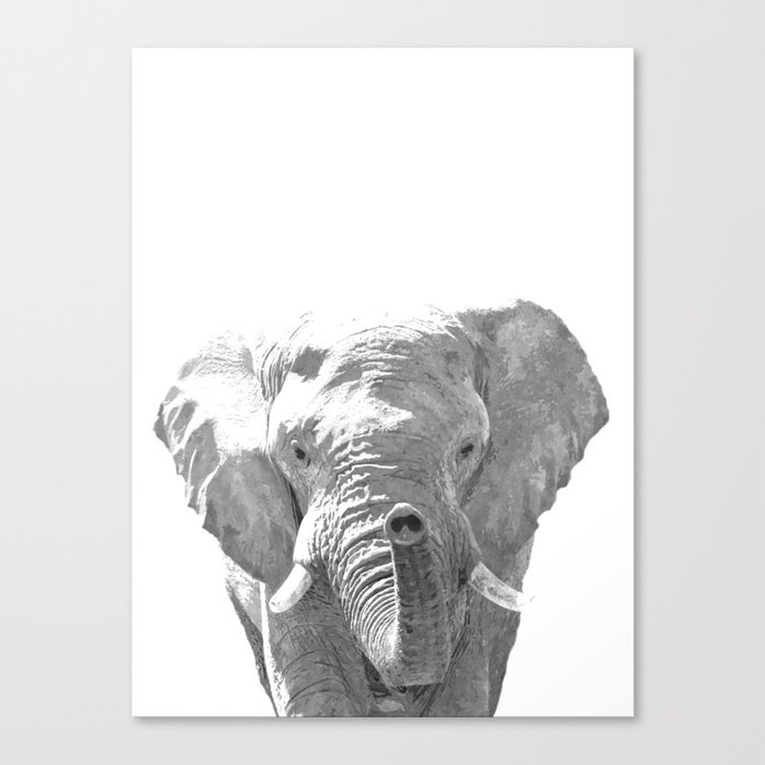 Black And White Elephant Illustration Canvas Print By Alemi Society6
