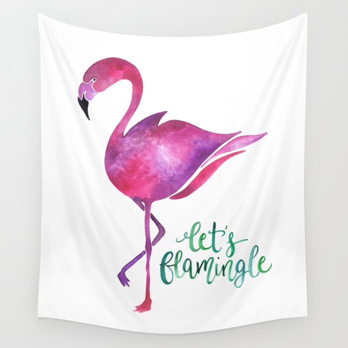 Let's Flamingle! —Version 1 Wall Tapestry