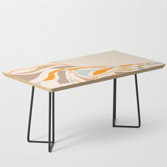 YOUR HEALTH IS YOUR WEALTH with Liquid retro abstract pattern in orange and blue Coffee Table