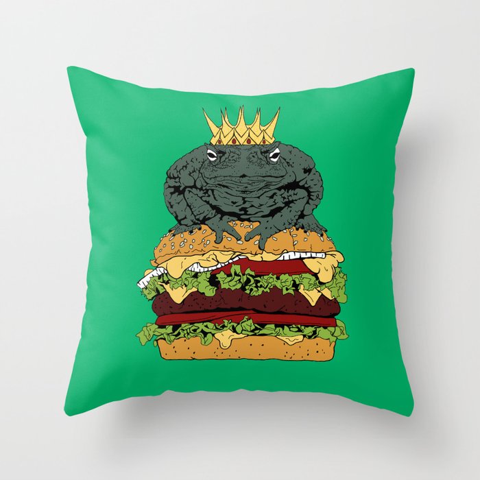 King of Burgers Green Throw Pillow