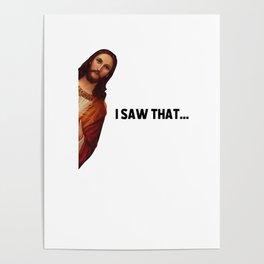 Jesus Meme Sticker, Jesus is Watching ,Funny Stickers ,Jesus Joke Poster