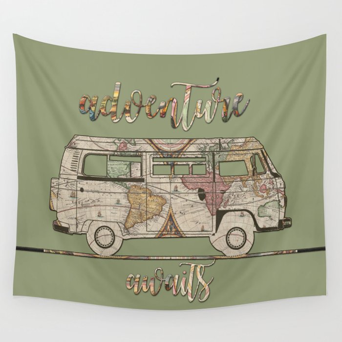 adventure awaits world map design Wall Tapestry by Bekim ART  Society6