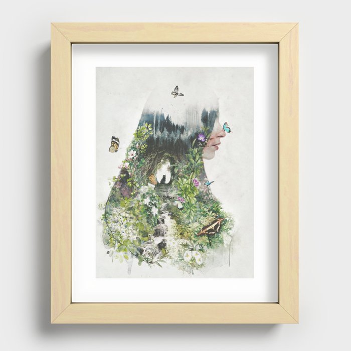 Cat in the Garden of Your Mind Recessed Framed Print