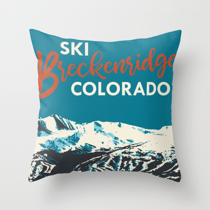 Breckenridge Vintage Ski Poster Throw Pillow