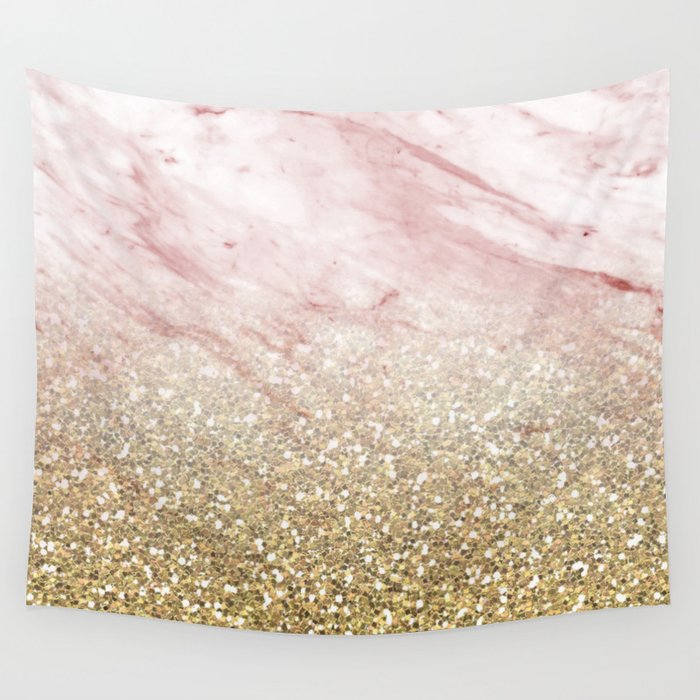 Rose gold marble sunset gradient Wall Tapestry