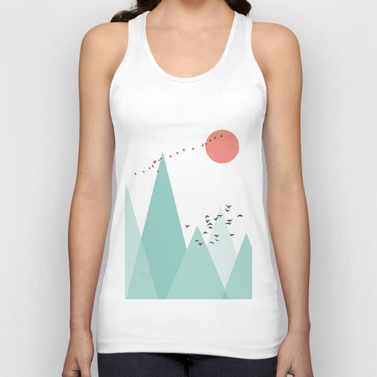 Geometric landscape - bird Unisex Tank Top