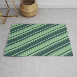 [ Thumbnail: Dark Sea Green and Dark Slate Gray Colored Lines Pattern Rug ]